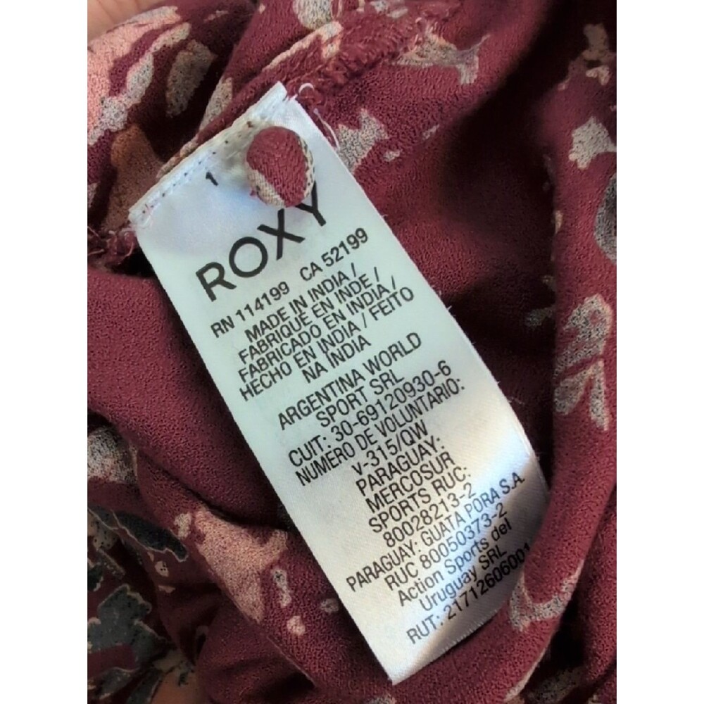 Roxy Retro Poetic Romantic Floral V-Neck Midi Dress Burgundy Maroon - Size M - Picture 11 of 14